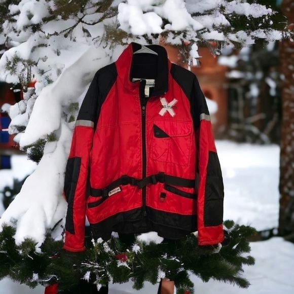 Men's Snow Rider USA Double Lining snowmobiler Jacket Coat Red Gray XL Full Zip - Picture 1 of 12